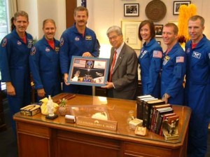 Akaka, McArthur, and the rest of the crew of Shuttle Atlantis  (Photo credit: Jesse Broder Van Dyke)
