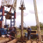 Crews connect column asseblies at the Kualapuu Well.  Photo Courtesy County of Maui.