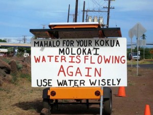 Mahalo Moloka'i - sign posted along roadside in Molokai.  Photo Courtesy: County of Maui.