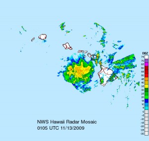 Radar Image 3:05 p.m. HST Courtesy: National Weather Service.