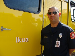 Engine 13, serving Kula was named Ikua, after the famous Maui paniolo or cowboy from Ulupalakua Ranch.   Purdy's great-grandson, Parish Purdy is a Firefighter I with the Makawao Station.  Photo by Wendy Osher.