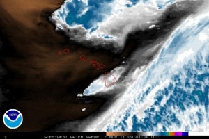 Vapor image courtesy National Oceanic and Atmospheric Administration. 1p UTC.