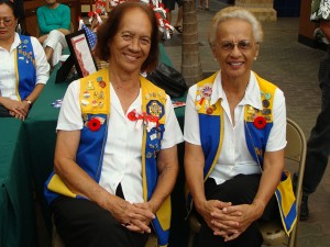 Lady Grace (left), a lifetime member of the Ladies Auxiliary VFW is joined by a fellow member in honoring Mauiâ€™s Veterans in a Commemorative event at the Queen Kaahumanu Center in Kahului.  Photo by Wendy Osher.