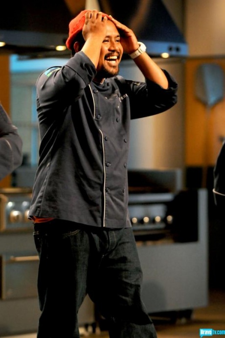 Chef Simeon learns he's won "Restaurant Wars" for his efforts. Photo courtesy Bravo TV.