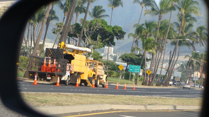 Electric work on Maui, file photo by Wendy Osher.