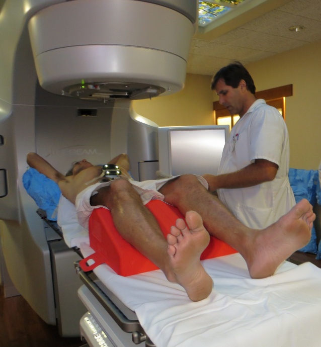 Radiation therapist Steve Morando prepares Greg Benson, 65, of Kihei, fora new kind of radiation treatment Friday at the Pacific Cancer Institute ofMaui. The Pacific Cancer Institute of Maui is the only facility in the state tooffer Stereotactic Body Radiation Therapy with respiratory gating.