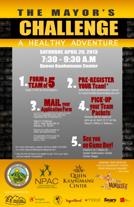 Mayor's Challenge poster. Courtesy County of Maui.