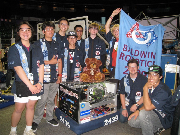 Baldwin High’s robotics team and their alliance partners capture the 2013 Regional FIRST Robotics Competition. Courtesy photo.