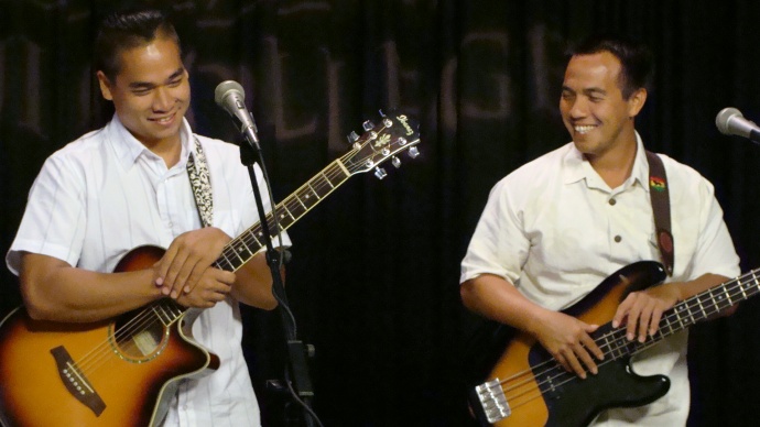    UHMC students enrolled in the Institute for Hawaiian Music performed during the Decision 2012 live election return program. File photo by Wendy Osher.