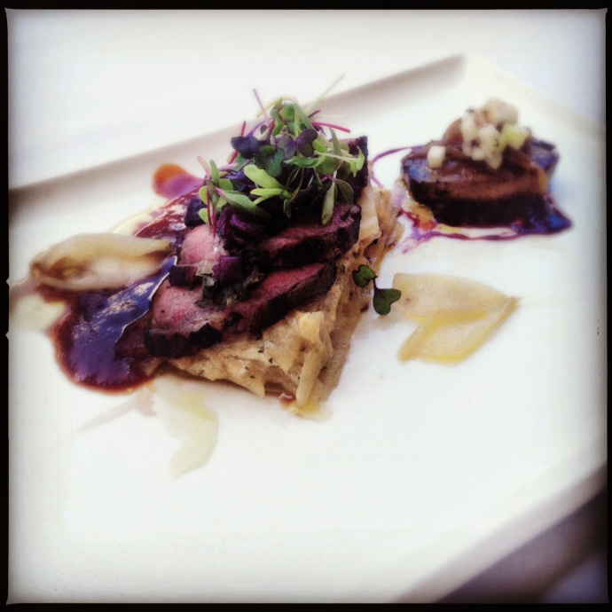 Urquidi's winning dish featured lamb and foie gras...and onions. Photo by Vanessa Wolf