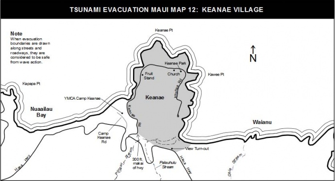 tsunami evacuation map maui keanae