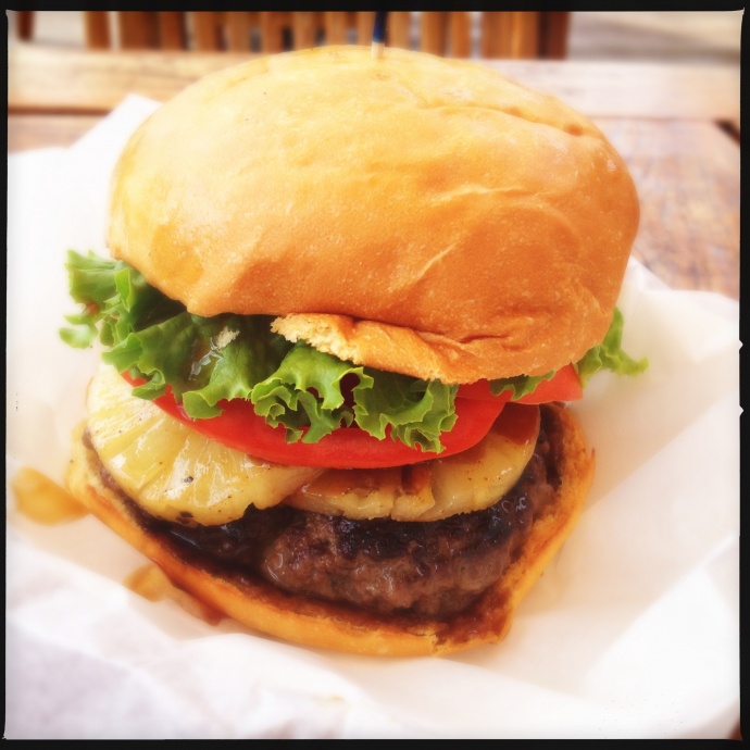 A modified Makena Burger ($9). Hold the bacon (my friend is insane) and add lettuce and tomato. Photo by Vanessa Wolf