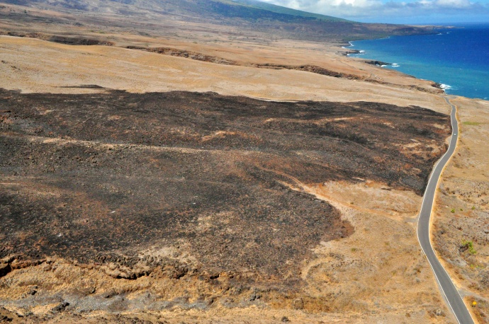 Kaupō burn area. Photo courtesy County of Maui / Ryan Piros.