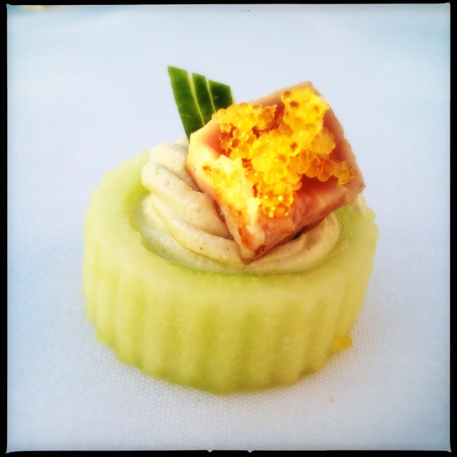 A canape prepared by Chef McDowell at a previous Makena event. Photo by Vanessa Wolf