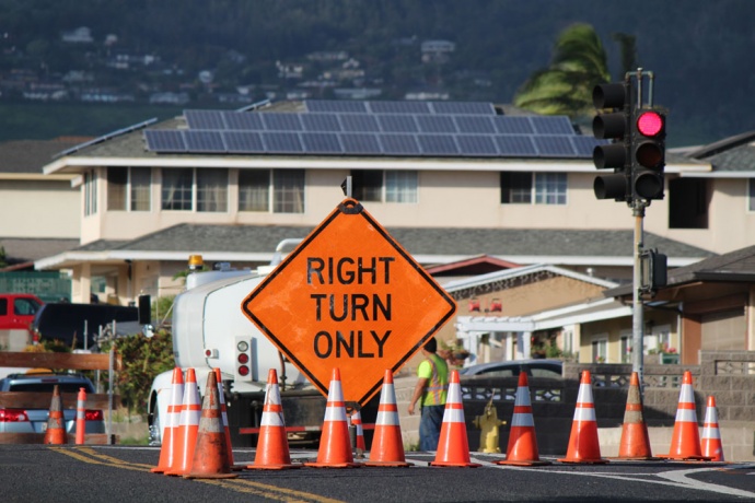 Road improvements on Wakea Avenue at Kea Street in Kahului. Photo by Wendy Osher.