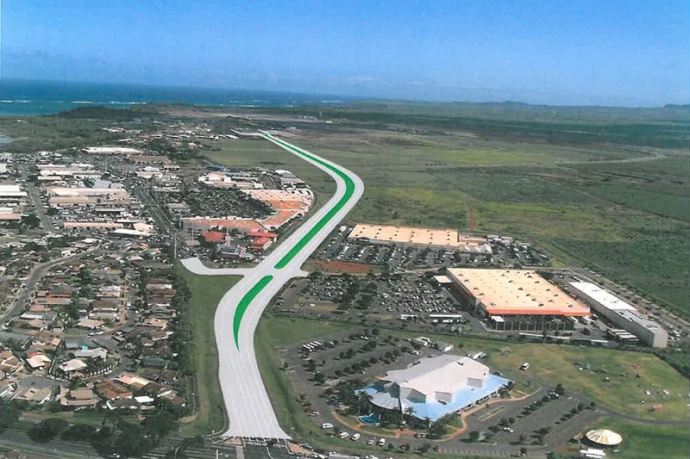 Kahului Airport Access Road rendering. Image courtesy Hawaiʻi DOT.