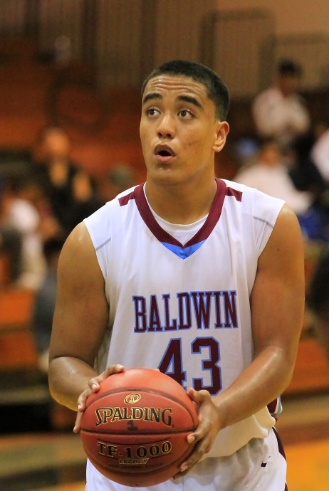 Baldwin's Teva Eldridge, shown here at the boys state basketball tournament last year, finished with back-to-back double-doubles at the Punahou Invitational over the weekend. File photo by Ben Juan.