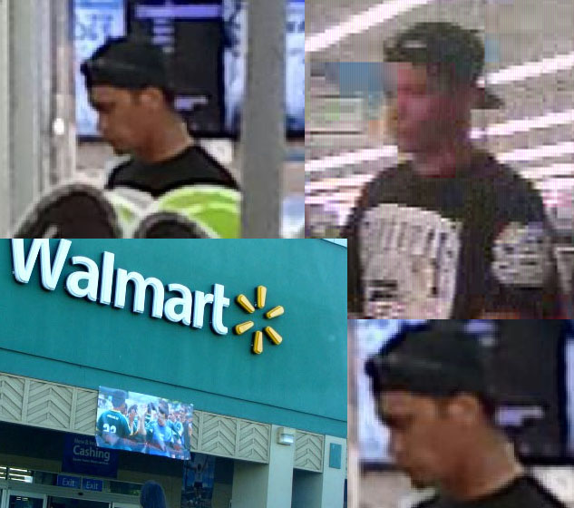 Walmart photo by Wendy Osher. Surveillance images courtesy Maui Police.