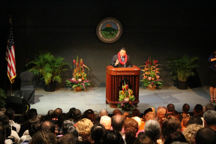 Maui Mayor Alan Arakawa, 2014 State of the County Address.  Photo by Wendy Osher.