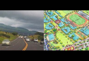 Piʻilani Highway (left) file photo by Wendy Osher; Kīhei High School EIS (right), Courtesy image.