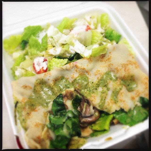 Badua's Spinach and Mushroom Crepe. And seriously: where are they hiding all these ingredients? Photo by Vanessa Wolf