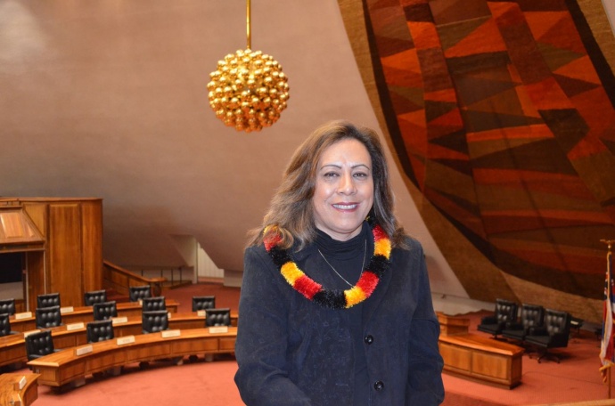 Rep. Mele Carroll in House Chambers. Photo courtesy: Hawaiʻi House of Representatives - Majority.