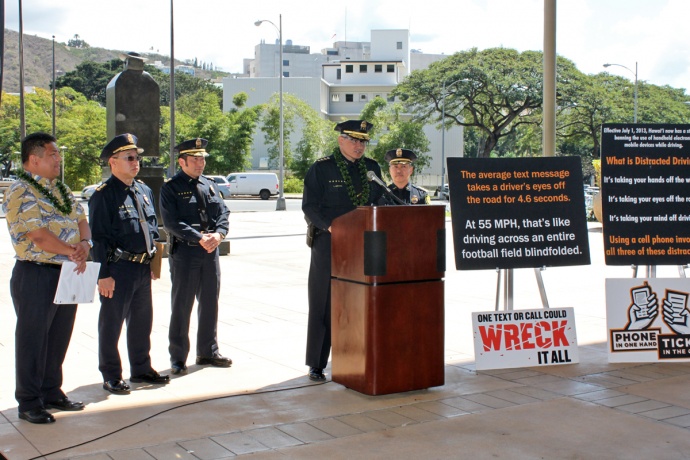 HPD Chief of Police Louis Kealoha addresses the dangers of Distracted Driving and the penalties for violations. 