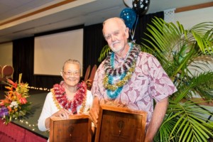 Winners of the 2015 Outstanding Older American Award - Katsuko Enoki and Donald Jensen - at the 47th Annual Maui County Outstanding Older American Awards Luncheon. (5.15.2015). Photo courtesy County of Maui.