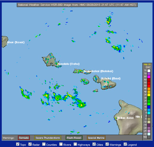 Radar over Molokaʻi. Image credit: NOAA/NWS.