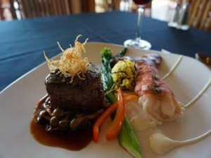 Duet of filet mignon and Maine lobster from Valentine’s Day prix-fixe menu at Sheraton Resort Maui. Courtesy photo.