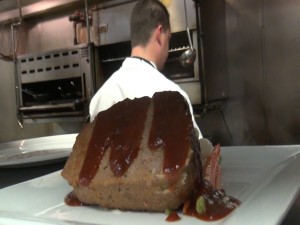 Joe's meatloaf with Chef Bret Pafford working at Gannon's. Photo by Kiaora Bohlool.