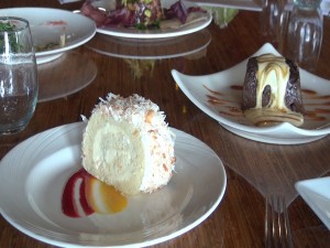 Coconut roulade and Joe's chocolate bread pudding, both on the menu at Gannon's. Photo by Kiaora Bohlool.