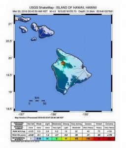 Big Island earthquake, 3.20.16. Map courtesy USGS.