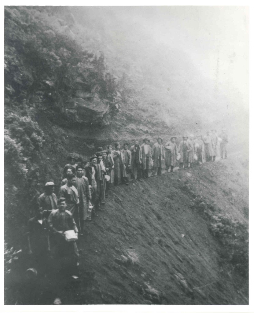 Civilian Conservation Corp working on the Halemau`u Trail. Mid to late 1930's. Exact date unknown. Photo credit: Haleakalā National Park.