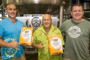 Officials show off hemp products at Maui Brewing Co. Courtesy photo.