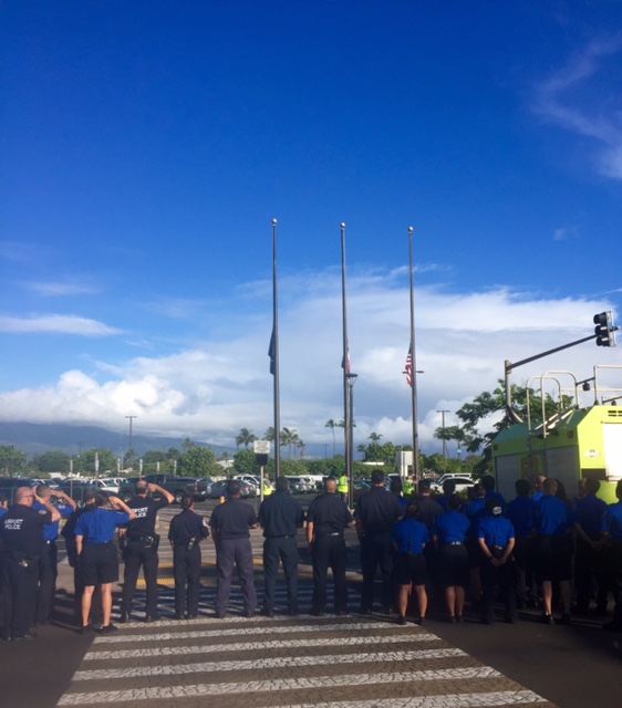 9/11 Moment of Silence at Kahului Airport. 9.11.16 Photo by Jennifer Bormet.
