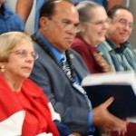 Council Members Gladys Baisa, Bill Medeiros, Jo Anne Johnson and Danny Mateo listen to the Mayor's 2010 Budget proposal presentation.