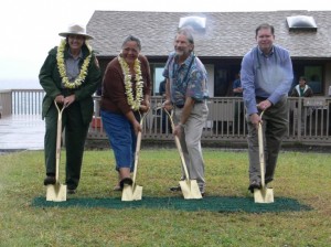 Park officials break ground on the Kipahulu improvement project earlier this year.  Image courtesy the National Park Service.