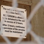 A notice is posted on the old cell advising of proper treatment of inmates.  (Photo by Wendy OSHER Â© 2009)