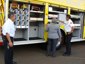 The Rescue 10 vehicle is outfitted with room for rescue equipment that can be transported simultaneously to the scene, arriving at the same time as rescue crews.