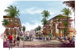 Image depicting the mainstreet portion of the Downtown Kihei project, courtesy Stoutenborough, Inc.