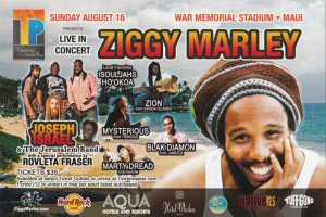 Ziggy Marley in concert on Maui Sunday, August 16, 2009.
