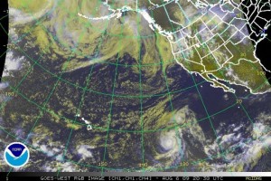 (Satellite Image as of 11 a.m. 8/6/09:  Image Courtesy:  NOAA, The National Weather Service, and The National Hurricane Center)