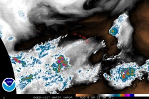(Click to Enlarge image.  Water vapor satellite image courtesy NOAA & The National Hurricane Center.)