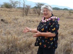 Maui Mayor Charmaine Tavares participates in the groundbreaking of the long awaited South Maui Community Park located on nearly 45 acres of vacant land adjacent to Kihei Elementary School.  Photo by Wendy Osher.