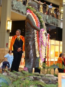 The annual lei draping ceremony held at the Queen Kaahumanu Statue in Kahului. (March 2009) File photo by Wendy Osher.