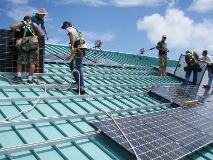 The University of Hawai`i Maui College dedicated a new 15 kilowatt photovoltaic system in June 2010, that is designed to reduce the college’s energy costs. File photo courtesy UH-Maui College.