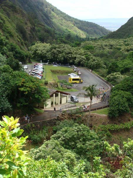 The bathrooms and parking lot at Iao Valley State Park. File photo by Wendy Osher.