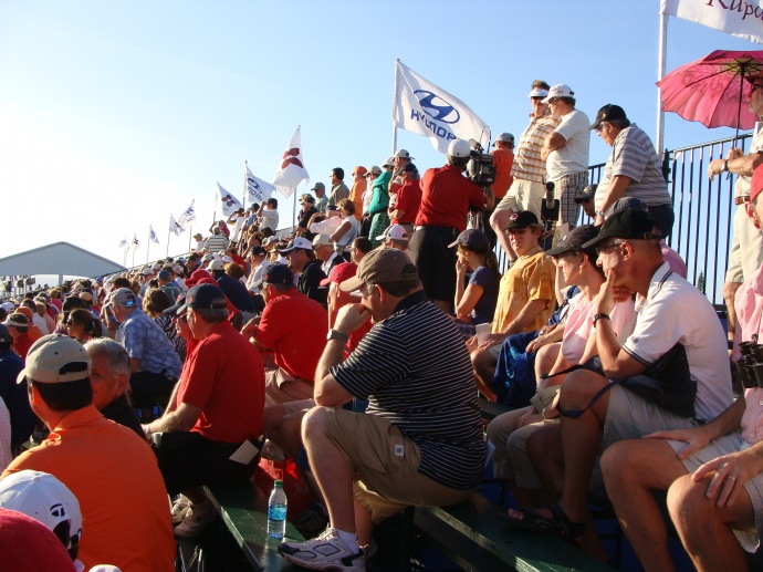 Fans followed the action as the 2011 Hyundai Tournament of Champions entered a tie-breaker with two extra holes. File photo by Wendy Osher. Image rights courtesy PGA Tour.
