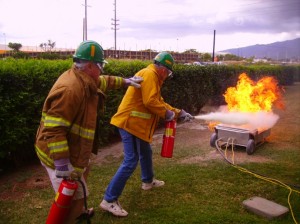 CERT training in fire suppression.  Photo courtesy Maui Civil Defense Agency.